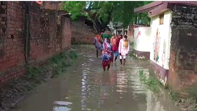 Photo of वर्षो से सड़कों पर जल जमाव,गंदे पानी से होकर गुजरते ग्रामीण