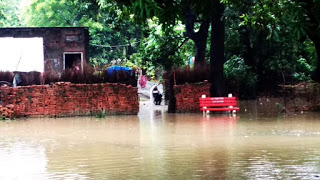 Photo of घरों में घुसा बारिश का पानी,चारो तरफ जलमग्न